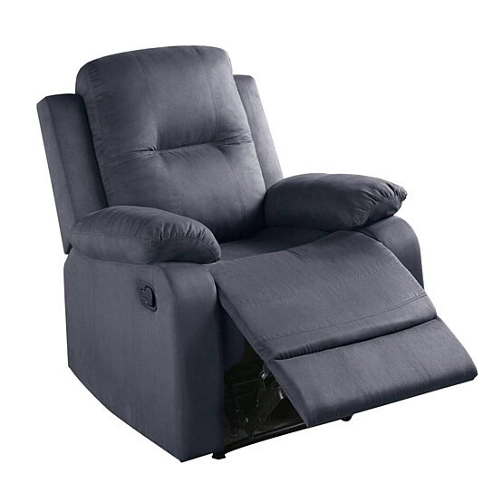 Saltoro Sherpi Fabric Upholstered Recliner with Tufted Back, Gra